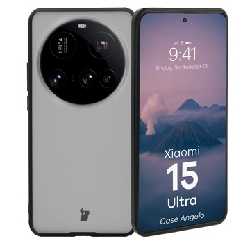 Etui Bizon Case Angelo do Xiaomi 15 Ultra, półprzezroczyste z czarną ramką