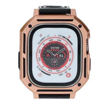 Etui z paskiem Bizon Strap + Case Watch Armor do Apple Watch Ultra 49mm, złote