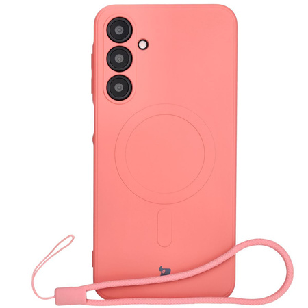 Silikonowe etui z pierścieniem magnetycznym Bizon Case Silicone Magnetic Sq do Galaxy A16 4G / 5G, brudnoróżowe