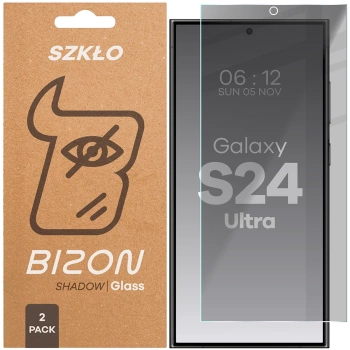 Prywatyzujące szkło hartowane Bizon Glass Clear Shadow Duo do Galaxy S24 Ultra, przyciemniane, 2 sztuki