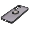 Etui z uchwytem na palec Bizon Case Hybrid Ring do Galaxy A35 5G, przydymione z czarną ramką