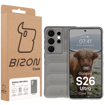 Pancerne etui Bizon Case Tur do Galaxy S26 Ultra, jasnoszare