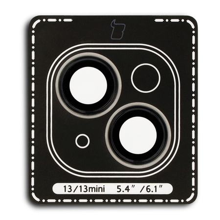 Szkło na aparat z aplikatorem Bizon Glass Snap Lens do iPhone 13/13 Mini, 1 zestaw, czarna ramka