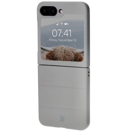 Pancerne etui Bizon Case Tur do Galaxy Z Flip7 FE / Z Flip6, jasnoszare