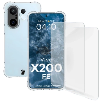Elastyczne etui + 2x folia na ekran Bizon Case Clear Pack do Vivo X200 FE
