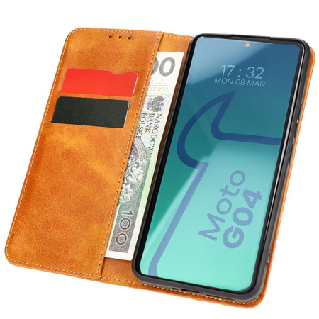 Etui z klapką Bizon Case Pocket Pro do Motorola Moto G04 / G24, brązowe