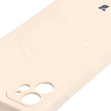 Etui silikonowe z pierścieniem magnetycznym Bizon Case Silicone Magnetic do iPhone 11, beżowe