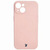 Etui silikonowe z pierścieniem magnetycznym Bizon Case Silicone Magnetic do iPhone 15, jasnoróżowe