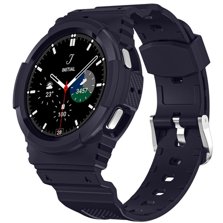 Etui z paskiem Bizon Strap + Case Watch Action do Samsung Galaxy Watch 4 / 5 44 mm, granatowe