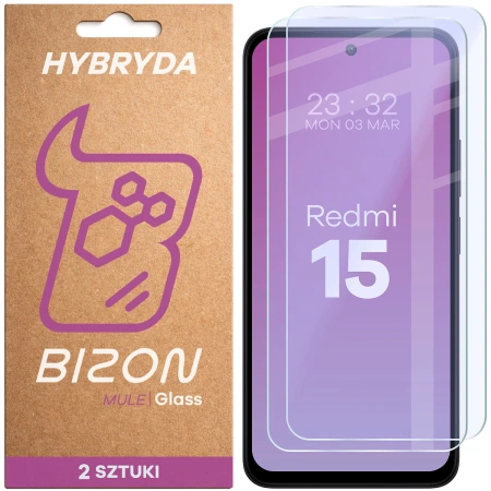 Elastyczne szkło hybrydowe Bizon Glass Mule Duo do Xiaomi Redmi 15 5G, 2 sztuki