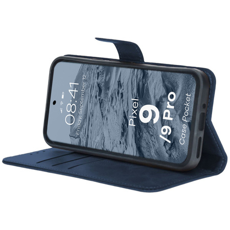 Etui z klapką Bizon Case Pocket do Google Pixel 9 / 9 Pro, granatowe