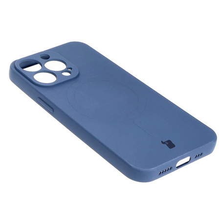 Etui silikonowe z pierścieniem magnetycznym Bizon Case Silicone Magnetic do iPhone 13 Pro, granatowe