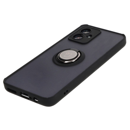 Etui z uchwytem na palec Bizon Case Hybrid Ring do Motorola Moto G54 5G/G54 Power, przydymione z czarną ramką