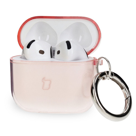 Elastyczne etui z karabińczykiem Bizon Case Headphone Clear do AirPods 4 przeźroczysto-różowe