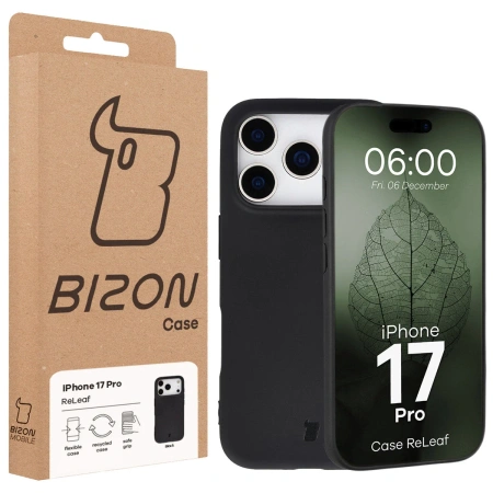 Etui z recyklingu Bizon Case ReLeaf do iPhone 17 Pro, czarne