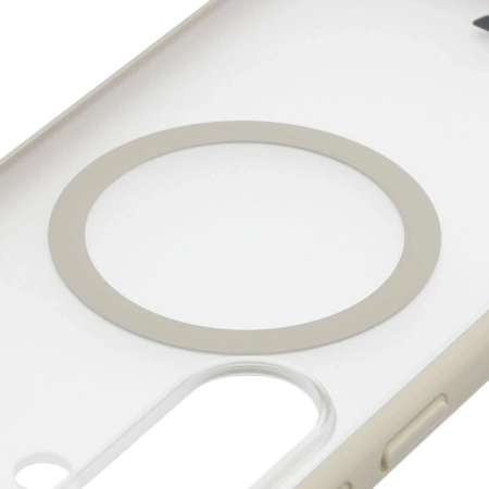 Etui z pierścieniem magnetycznym Bizon Case MatteO do Galaxy S26 Plus, przydymione-beżowe