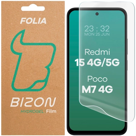 Folia hydrożelowa na ekran Bizon Glass Hydrogel Front do Xiaomi Redmi 15 4G / 5G / POCO M7 4G, 1 sztuka