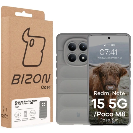 Pancerne etui Bizon Case Tur do Xiaomi Redmi Note 15 5G / POCO M8 5G, jasnoszare