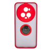 Etui z uchwytem na palec Bizon Case Hybrid Ring do Honor Magic5 Pro, przydymione z czerwoną ramką