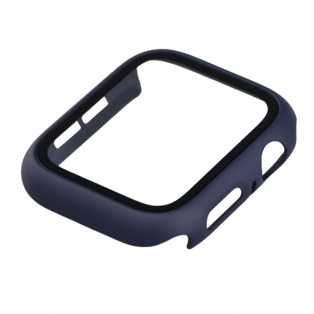 Etui ze szkłem do zegarka Bizon Case Watch Adamo do Apple Watch SE 3 / SE 2 / SE / 6 / 5 / 4 (44 mm), matowe granatowe