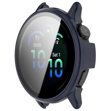Etui ze szkłem do zegarka Bizon Case Watch Adamo do Garmin Vivoactive 6, niebieskie