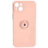 Etui Bizon Case Silicone Ring Sq do iPhone 15 Plus, jasnoróżowe