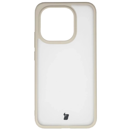 Etui Bizon Case Angelo do Xiaomi 15T, półprzezroczyste z beżową ramką