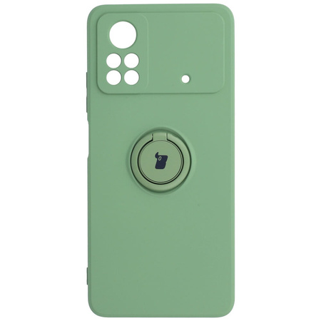 Etui Bizon Case Silicone Ring do Xiaomi Poco X4 Pro 5G, jasnozielone