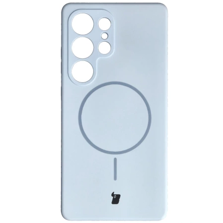 Silikonowe etui z pierścieniem magnetycznym Bizon Soft Case Magnetic do Galaxy S25 Ultra, błękitne