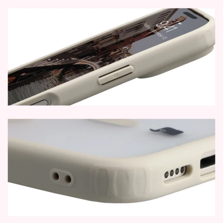 Etui z pierścieniem magnetycznym Bizon Case MatteO do iPhone 17 Pro, przydymione-beżowe