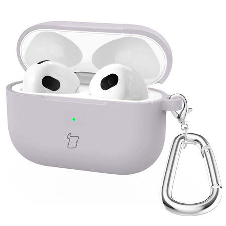 Silikonowe etui z karabińczykiem Bizon Case Headphone Silicone do AirPods 4, jasnofioletowe