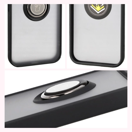 Etui z uchwytem na palec Bizon Case Hybrid Ring do Google Pixel 10 Pro XL, przydymione z czarną ramką