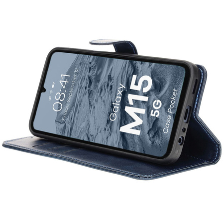 Etui z klapką Bizon Case Pocket do Galaxy M15 5G, granatowe