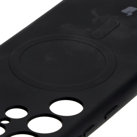 Etui silikonowe z pierścieniem magnetycznym Bizon Case Silicone Magnetic do Galaxy S23 Ultra, czarne