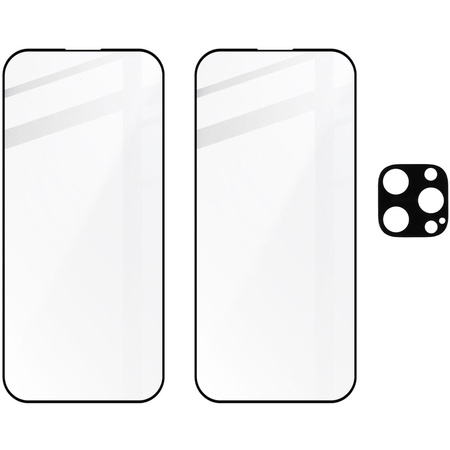 2x Szkło + szybka na aparat BIZON Edge 2 Pack do iPhone 15 Pro
