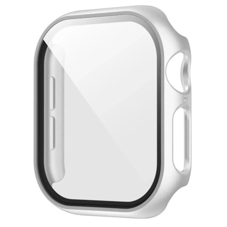 Etui ze szkłem do zegarka Bizon Case Watch Adamo do Apple Watch SE 3 / SE 2 / SE / 6 / 5 / 4 (40 mm), matowe srebrne
