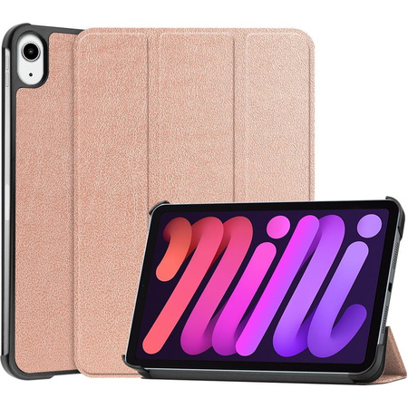 Etui Bizon Case Tab Croc do Apple iPad Mini (A17 Pro) 2024 / iPad Mini 6 2021, różowozłote