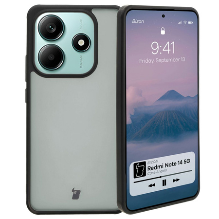 Etui Bizon Case Angelo do Xiaomi Redmi Note 14 5G, półprzezroczyste z czarną ramką