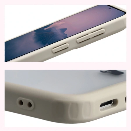 Etui Bizon Case Angelo do Galaxy A37 5G / A36 5G, półprzezroczyste z beżową ramką