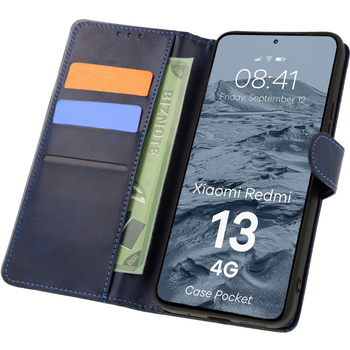 Etui z klapką Bizon Case Pocket do Xiaomi Redmi 13 4G, granatowe