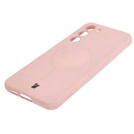 Etui silikonowe z pierścieniem magnetycznym Bizon Case Silicone Magnetic do Galaxy S23 Plus, jasnoróżowe
