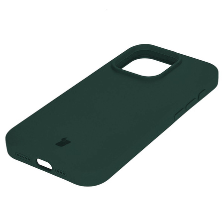 Etui silikonowe do iPhone 15 Pro Bizon Soft Case, ciemnozielone