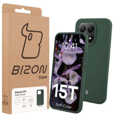 Silikonowe etui Bizon Soft Case do Xiaomi 15T, ciemnozielone