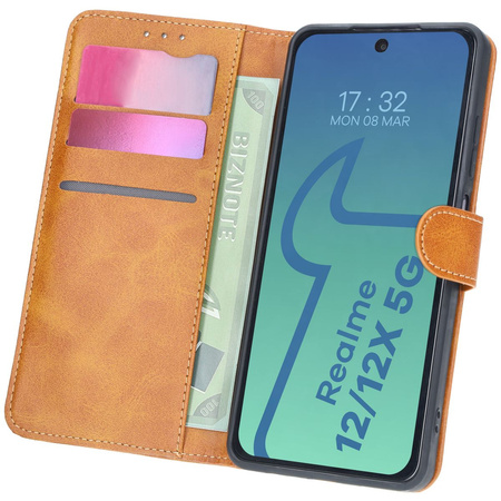 Etui z klapką Bizon Case Pocket do Realme 12 / 12x, brązowe