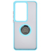 Etui z uchwytem na palec Bizon Case Hybrid Ring do Oppo Reno11 F 5G, przydymione z jasnoniebieską ramką