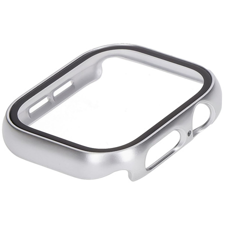 Etui ze szkłem do zegarka Bizon Case+Glass Watch do Apple Watch 10 46mm, srebrne
