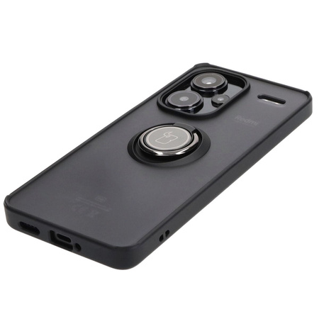 Etui z uchwytem na palec Bizon Case Hybrid Ring do Xiaomi Redmi Note 13 Pro+ 5G, przydymione z czarną ramką