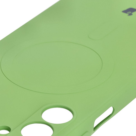 Silikonowe etui z pierścieniem magnetycznym Bizon Case Silicone Magnetic Sq do Galaxy A16 4G / 5G, jasnozielone
