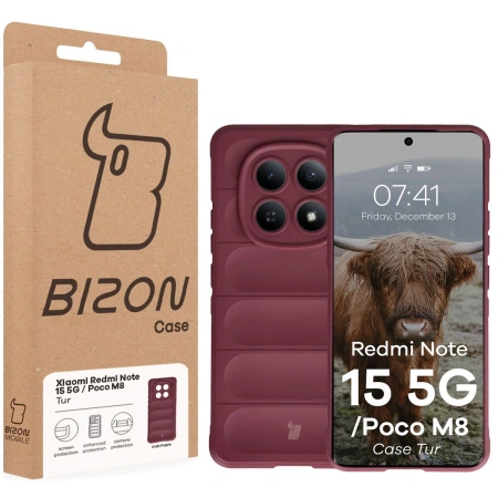Pancerne etui Bizon Case Tur do Xiaomi Redmi Note 15 5G / POCO M8 5G, burgundowe