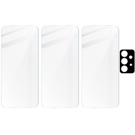 3x Szkło hartowane + szybka na aparat Bizon Glass Clear Pack do Galaxy A52s 5G, A52 4G/5G